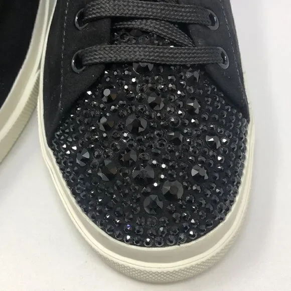 STUART WEITZMAN BLACK SUEDE JASPER TENNIS SHOES NEW IN BOX + DUST BAG SZ 6.5 - Picture 5 of 6